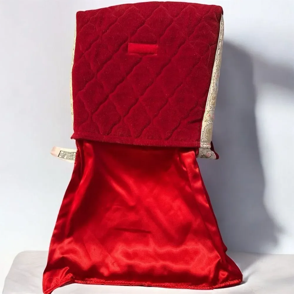 Carpet Bags of America Vintage 1960’s Red Quilted Floral Ribbon Shoulder Bag